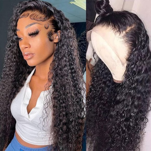 13x4 Lace Women Black Front 22 inch 180% Density Brazilian Wavy Glueless Wig